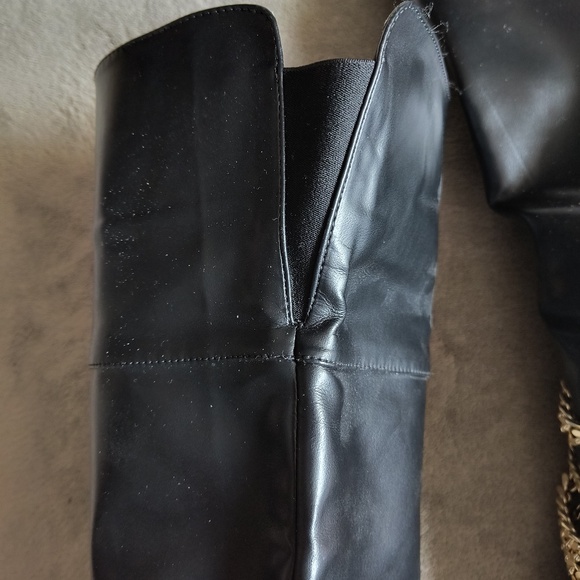 VENUS BLACK OTK BOOTS - GOLD GLAM!!! Size 9 - Inside Zipper - Picture 8 of 9